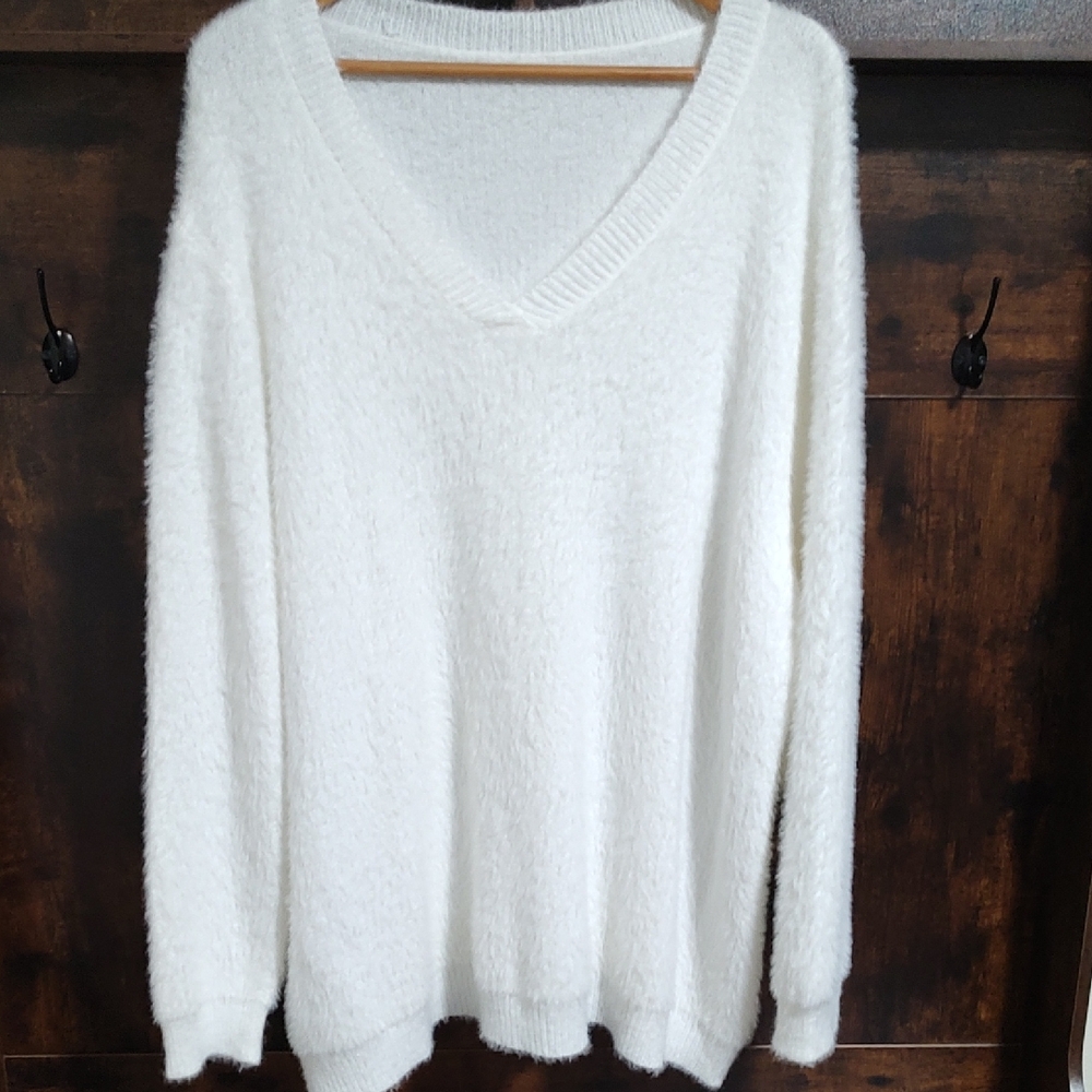 Cozy White V-Neck Sweater